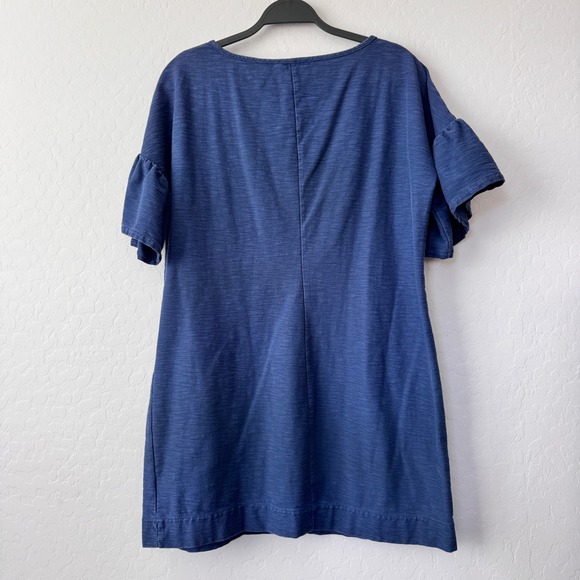 Vineyard Vines Women's Blue Ruffle Sleeve Knit T-Shirt Dress - Picture 2 of 5